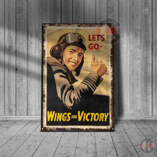 World War Propaganda Vintage Metal Print 042, Wings For Victory, Propaganda Print