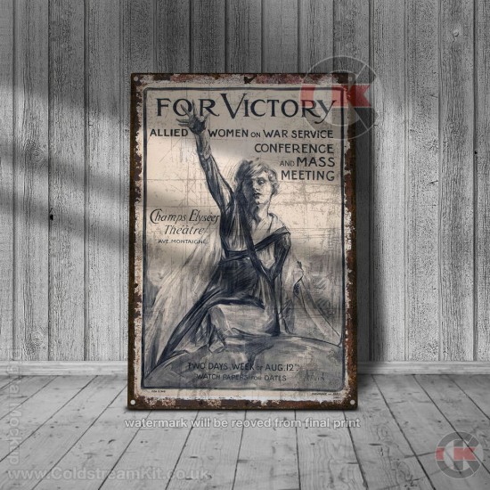 World War Propaganda Vintage Metal Print 048, For Victory, Propaganda Print