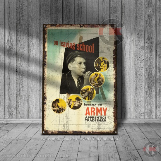 World War Propaganda Vintage Metal Print 049, Become An Army Apprecentice Tradesman, Propaganda Print