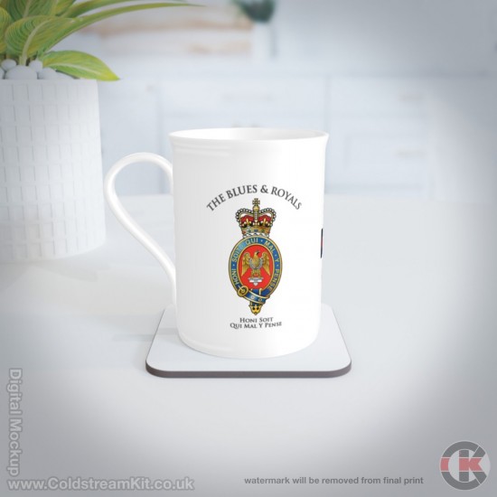 The Blues and Royals Bone China Mug (fluted or straight sides).