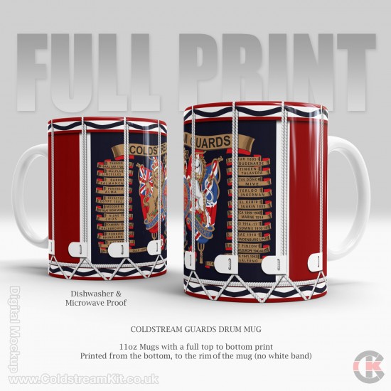The Household Division FULL PRINT Drum Mug, (11oz Mug), printed top to bottom.