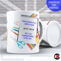 Personalised Teachers Mug, Simple Stationery (11oz Mug) Personalised Teachers Mug, Simple Stationery (11oz Mug)