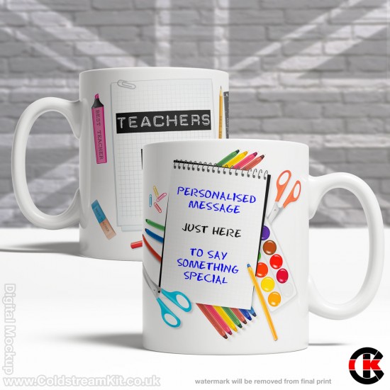 Personalised Teachers Mug, Simple Stationery (11oz Mug)