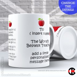Personalised Teachers Mug, an Apple a Day (11oz Mug) Personalised Teachers Mug, an Apple a Day (11oz Mug)