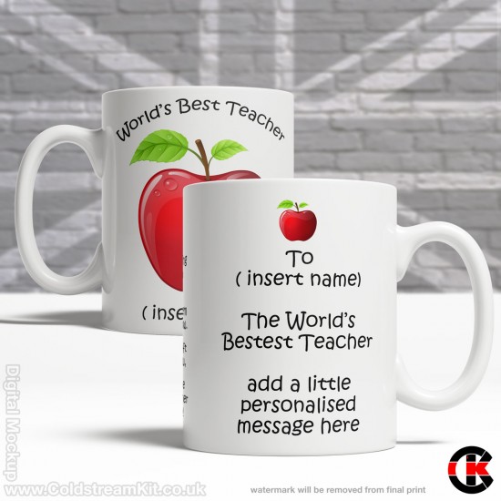 Personalised Teachers Mug, an Apple a Day (11oz Mug)