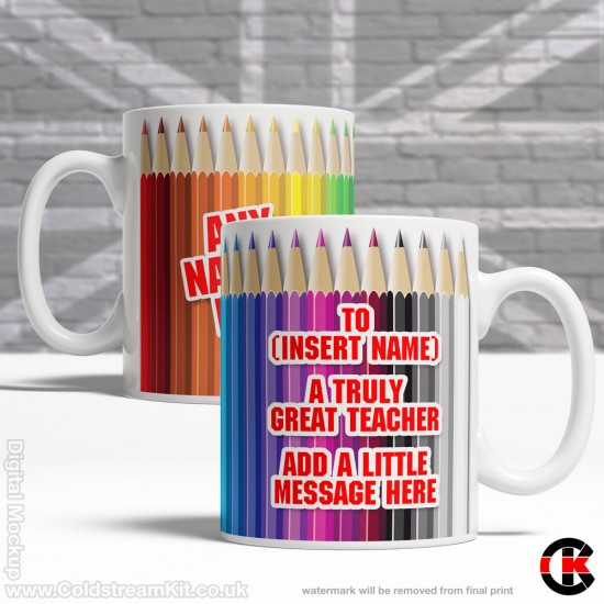 Personalised Teachers Mug, Coloured Pencils (11oz Mug)