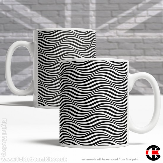 Optical Illusion Mug Collection, wavy lines, just to make your eyes bleed - Design E (11oz Mug)