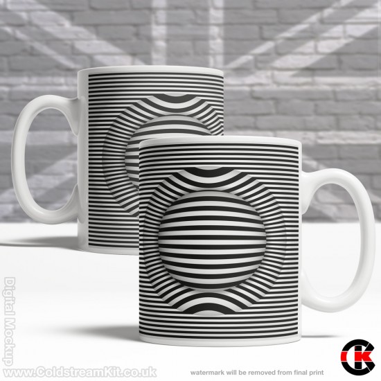 Optical Illusion Mug Collection, More Straight lines and Curves Part 2 - Design R (11oz Mug)
