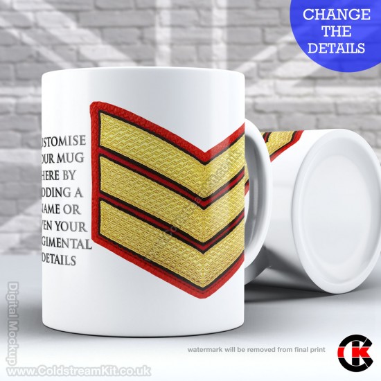 Guards Tunic Rank Mug, (Sgt) Sergeant, FREE Personalisation (11oz Mug)