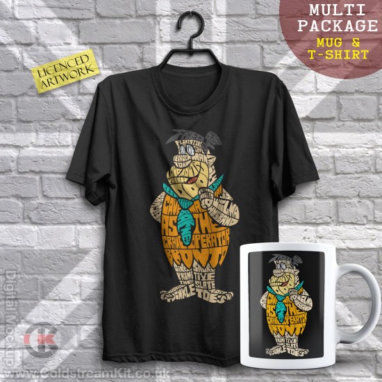 Multi-Package (save over £5) Fred Flintstone, Calligram (Mug & T-Shirt Package) 20% off!