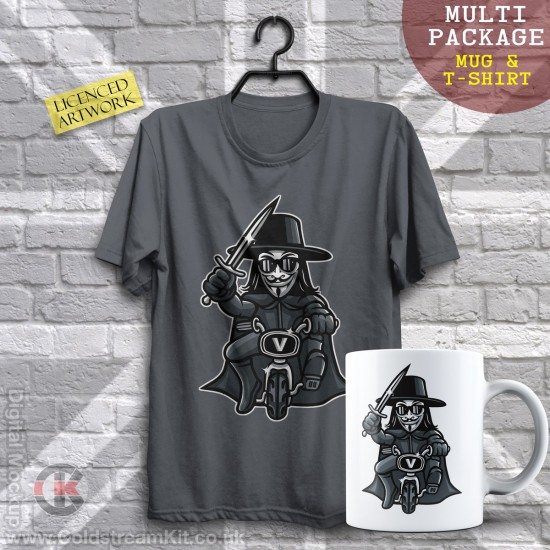 Multi-Package (save over £5) V for Vendetta Biker, Mashup (Mug & T-Shirt Package) 20% off!