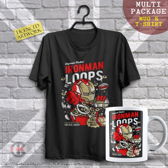 Multi-Package (save over £5) Iron Man, Loops Cereal (Mug & T-Shirt Package) 20% off!
