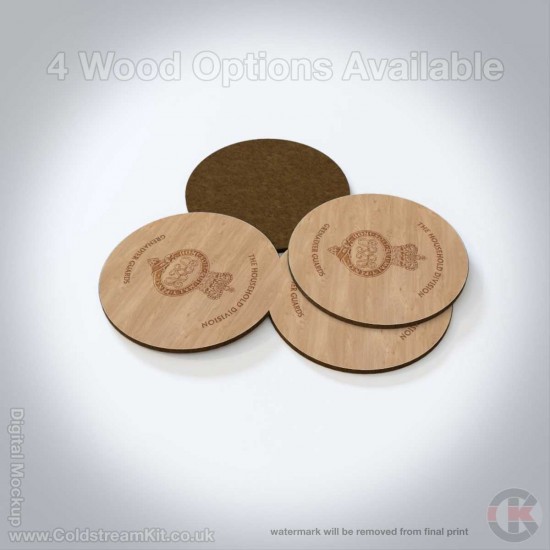 Grenadier Guards (Cypher) Hardwood Coasters, Square or Round, 4 Wood Effects Available