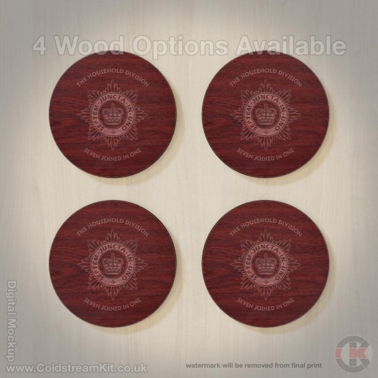 Household Division Hardwood Coasters, Square or Round, 4 Wood Effects Available