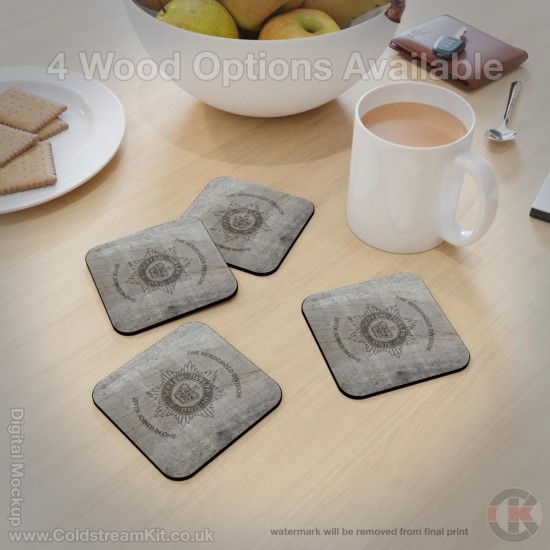 Household Division Hardwood Coasters, Square or Round, 4 Wood Effects Available