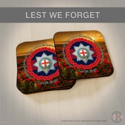 Coldstream Guards 'Lest We Forget' Hardwood Coasters, Square or Round, Poppies Design Coldstream Guards 'Lest We Forget' Hardwood Coasters, Square or Round, Poppies Design