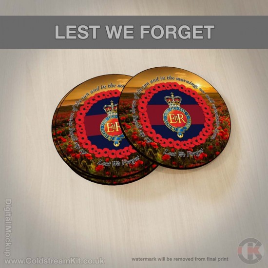 Household Cavalry 'Lest We Forget' Hardwood Coasters, Square or Round, Poppies Design