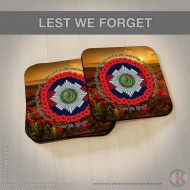 Scots Guards 'Lest We Forget' Hardwood Coasters, Square or Round, Poppies Design Scots Guards 'Lest We Forget' Hardwood Coasters, Square or Round, Poppies Design