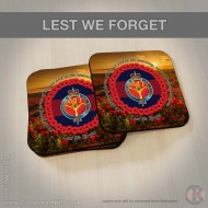 Welsh Guards 'Lest We Forget' Hardwood Coasters, Square or Round, Poppies Design Welsh Guards 'Lest We Forget' Hardwood Coasters, Square or Round, Poppies Design