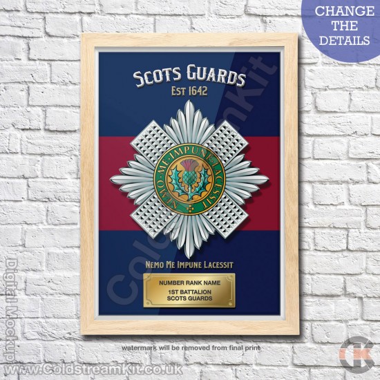 Poster Print, Scots Guards, A4, A3, A2 Framed or Unframed
