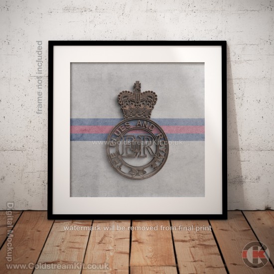Square Poster Print, The Blues and Royals Insignia, Wooden Insignia Effect Print, 3 sizes