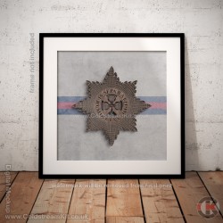 Square Poster Print, Irish Guards Insignia, Wooden Insignia Effect Print, 3 sizes