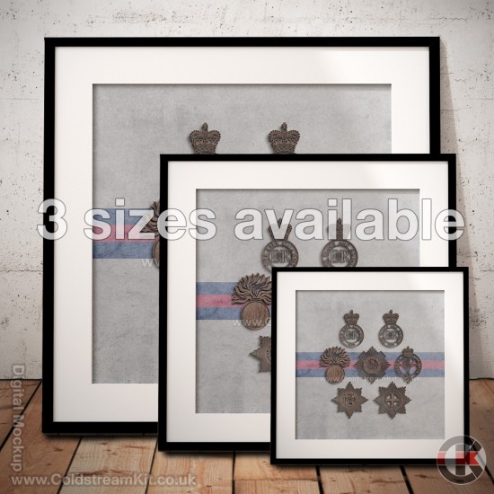 Square Poster Print, Regiments of the Household Division, Wooden Insignia Effect Print, 3 sizes