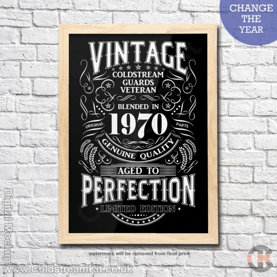 Poster Print, Vintage, Coldstream Guards, A4, A3, A2 Framed or Unframed