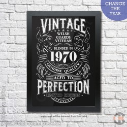 Poster Print, Vintage, Welsh Guards, A4, A3, A2 Framed or Unframed
