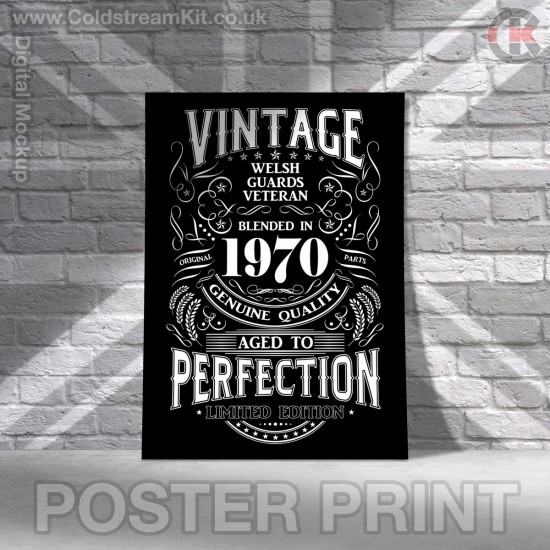 Poster Print, Vintage, Welsh Guards, A4, A3, A2 Framed or Unframed