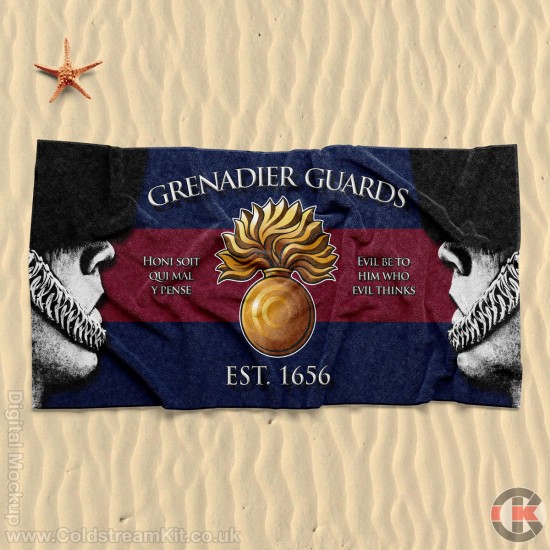 Beach Towel, Bearskins Design, Grenadier Guards (Grenade) 160cm by 80cm