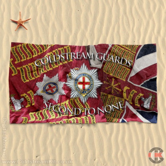 Beach Towel, Queens and Regimental Colours, Coldstream Guards 160cm by 80cm