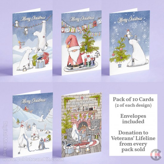 Veterans Lifeline Christmas Cards for 2021 (pack of 10 Cards) plus FREE Wallet/Purse Calendar Cards