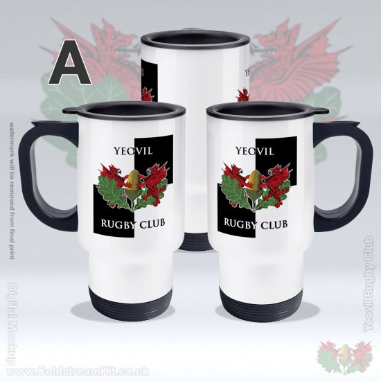 Stainless Steel White Thermos Travel Mug - Yeovil Rugby Club (FREE Personalisation)