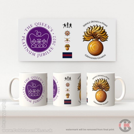 Queen's Platinum Jubilee, Grenadier Guards Grenade LIMITED EDITION Mug - Design 1 (choose your mug size)