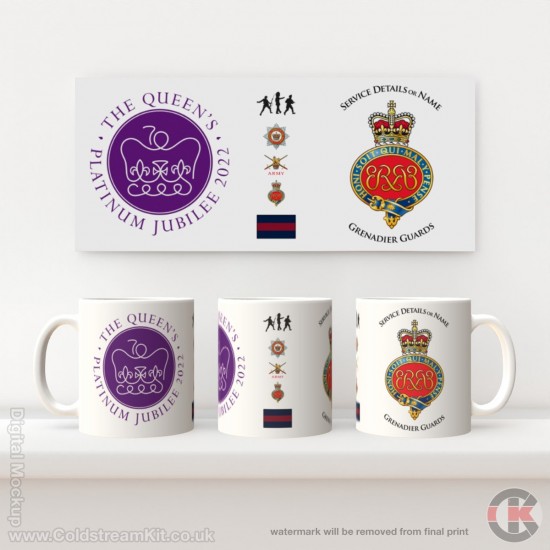 Queen's Platinum Jubilee, Grenadier Guards Cypher LIMITED EDITION Mug - Design 1 (choose your mug size)