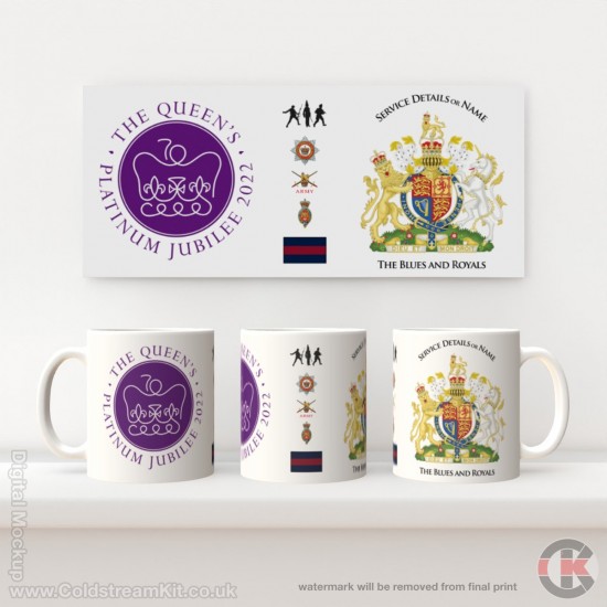 Queen's Platinum Jubilee, Blues and Royals LIMITED EDITION Mug - Design 2 (choose your mug size)
