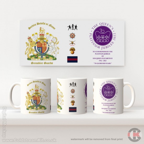 Queen's Platinum Jubilee, Grenadier Guards Grenade LIMITED EDITION Mug - Design 4 (choose your mug size)