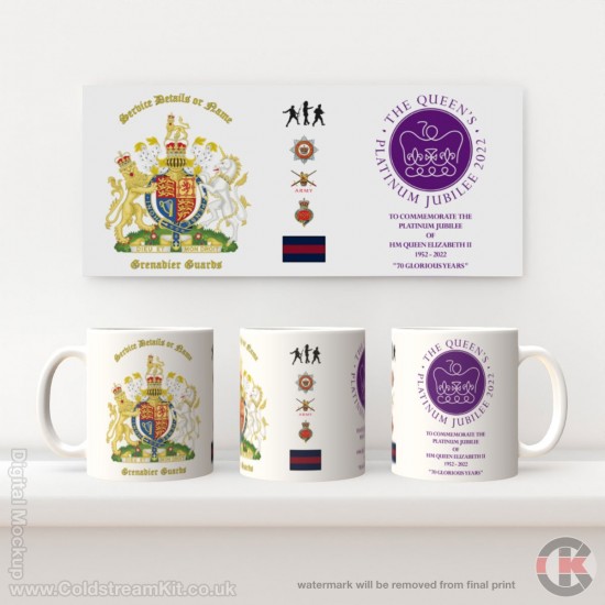 Queen's Platinum Jubilee, Grenadier Guards Cypher LIMITED EDITION Mug - Design 4 (choose your mug size)